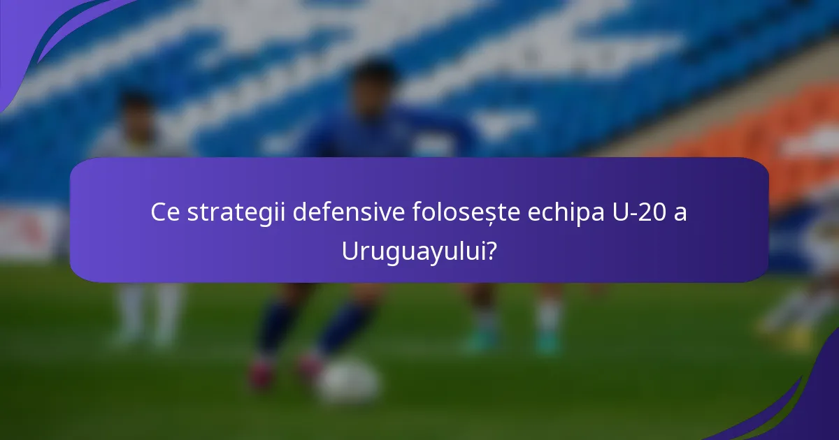 Ce strategii defensive folosește echipa U-20 a Uruguayului?